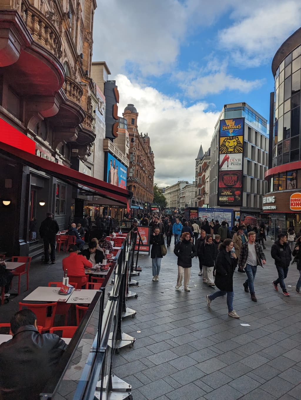 The neon glow of the West End Theatre district in London