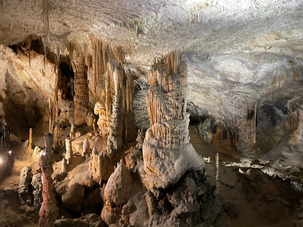 Underground train tracks inside Postojna Cave