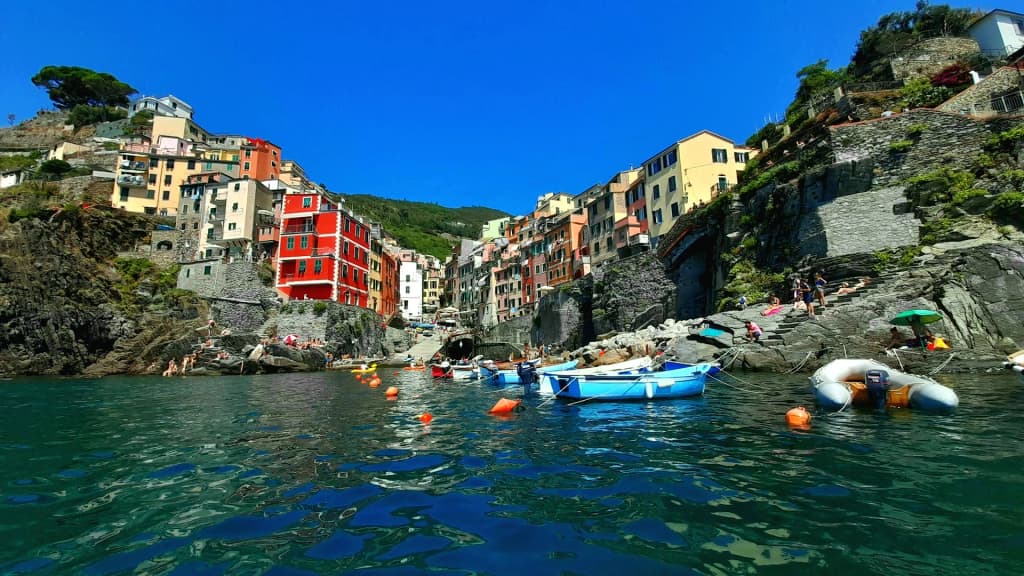Colorful houses of Cinque Terre clinging to the cliffs