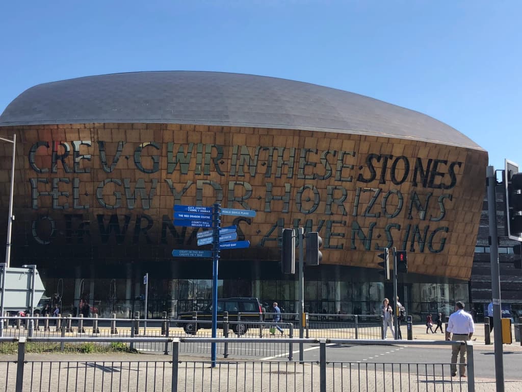 The striking architecture of the Wales Millennium Centre in Cardiff