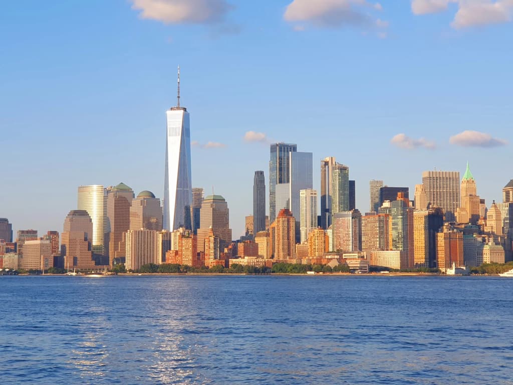 Skyline view of New York City from a high vantage point
