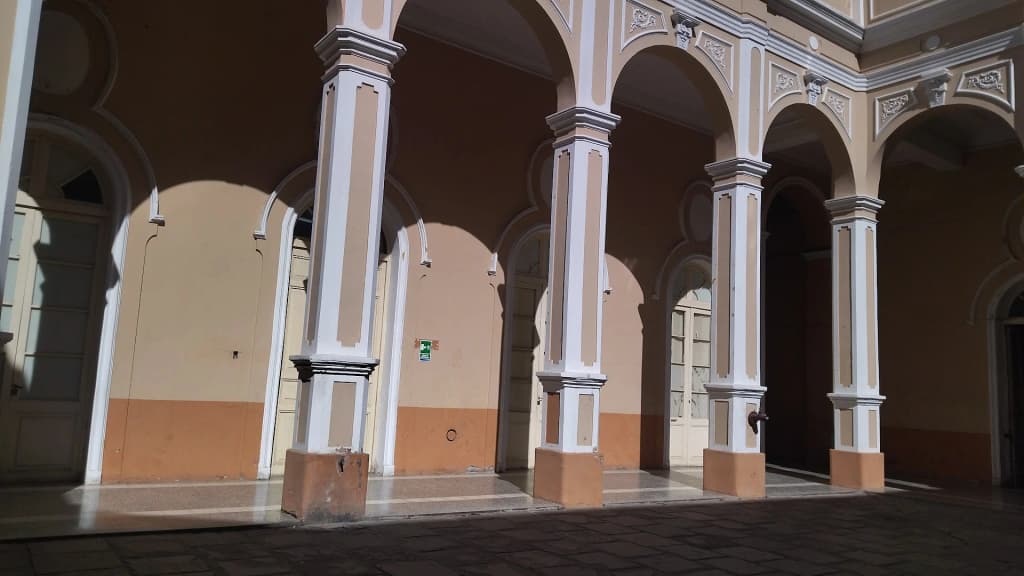 Salta city center at dusk, colonial facades and lively plaza