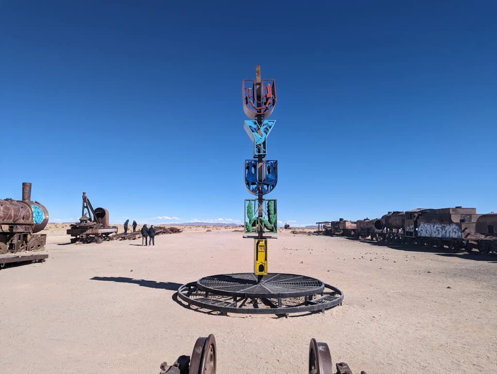 Rusting metal beasts at the Train Cemetery in Uyuni