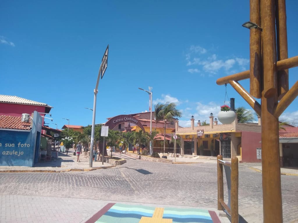Lively night atmosphere on Broadway Street in Canoa Quebrada