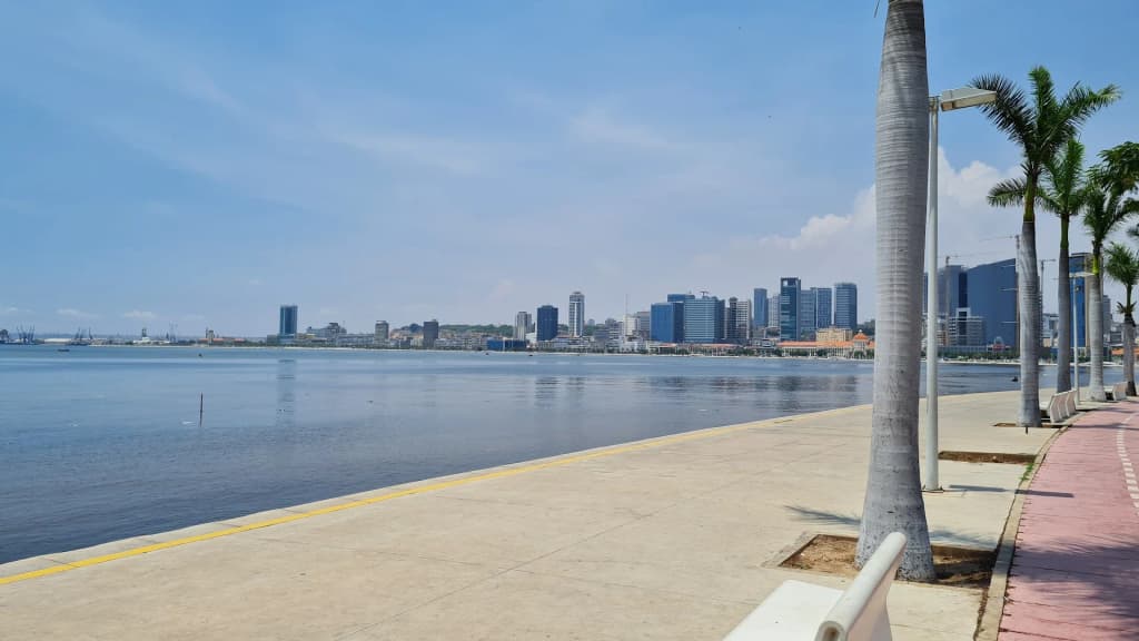 The modern skyline and oceanfront of Marginal de Luanda