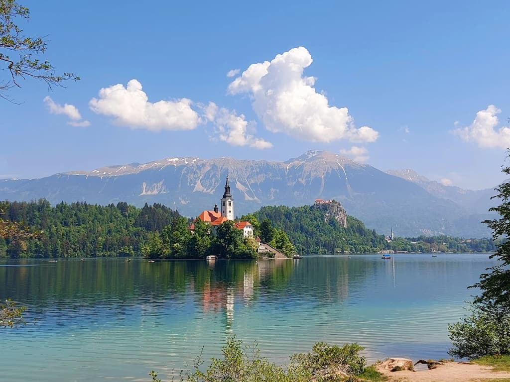 Turquoise waters of Lake Bled Slovenia