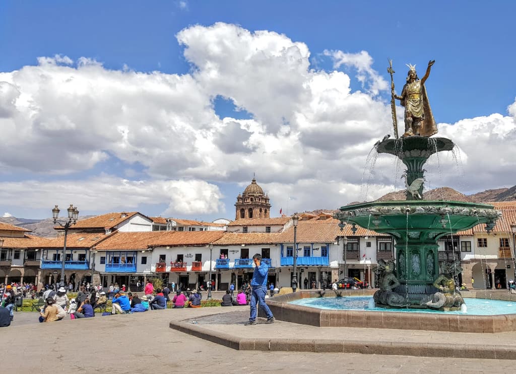 Colonial architecture and daily life intersecting at the Plaza de Armas