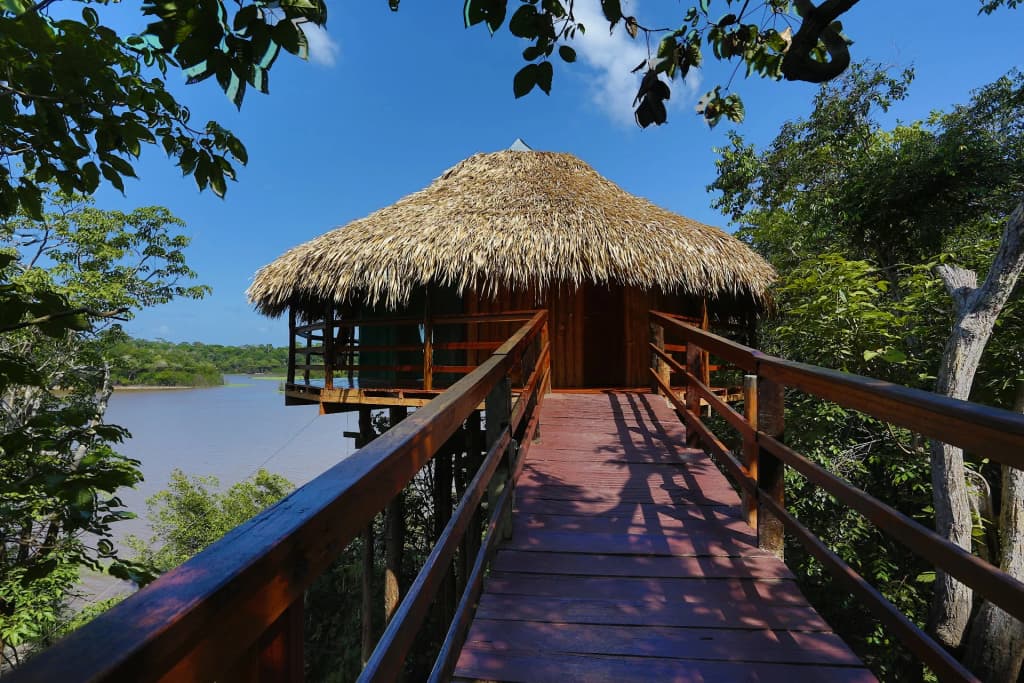 Hammock pavilion at Juma Amazon Lodge, overlooking the rainforest