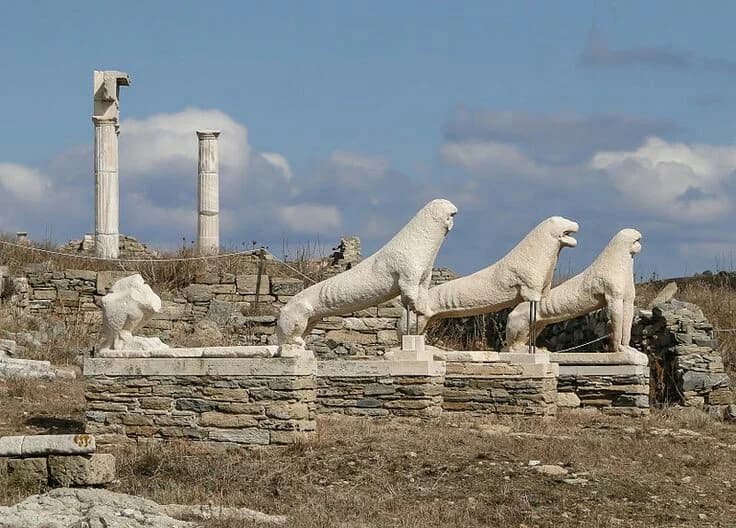 Ancient stone ruins on the historical island of Delos