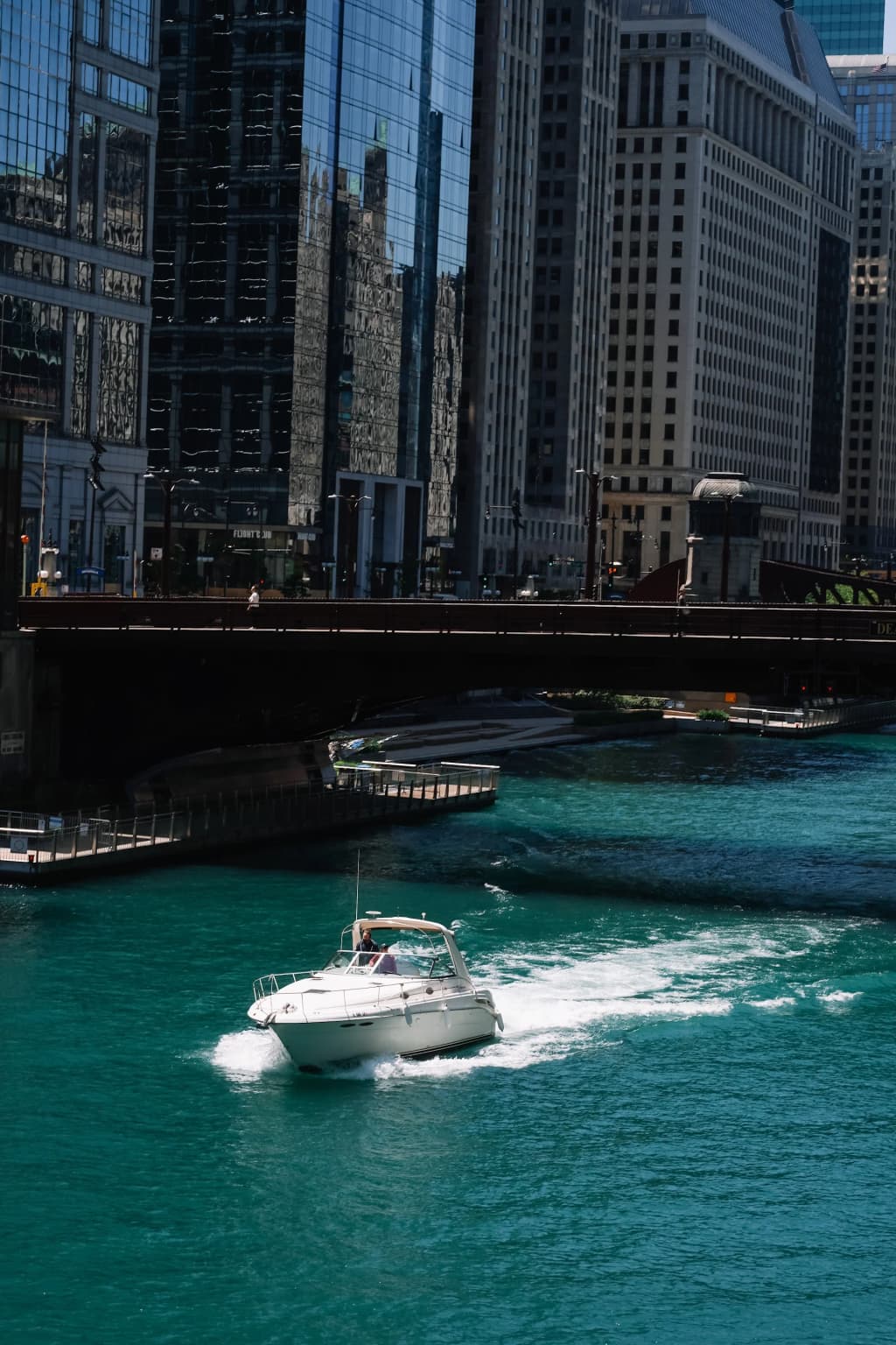 The sprawling Chicago skyline meeting the icy edges of Lake Michigan