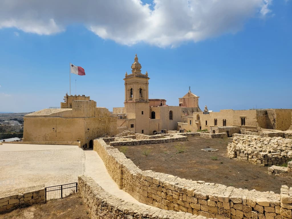 The towering stone walls of the ancient Citadel in Victoria