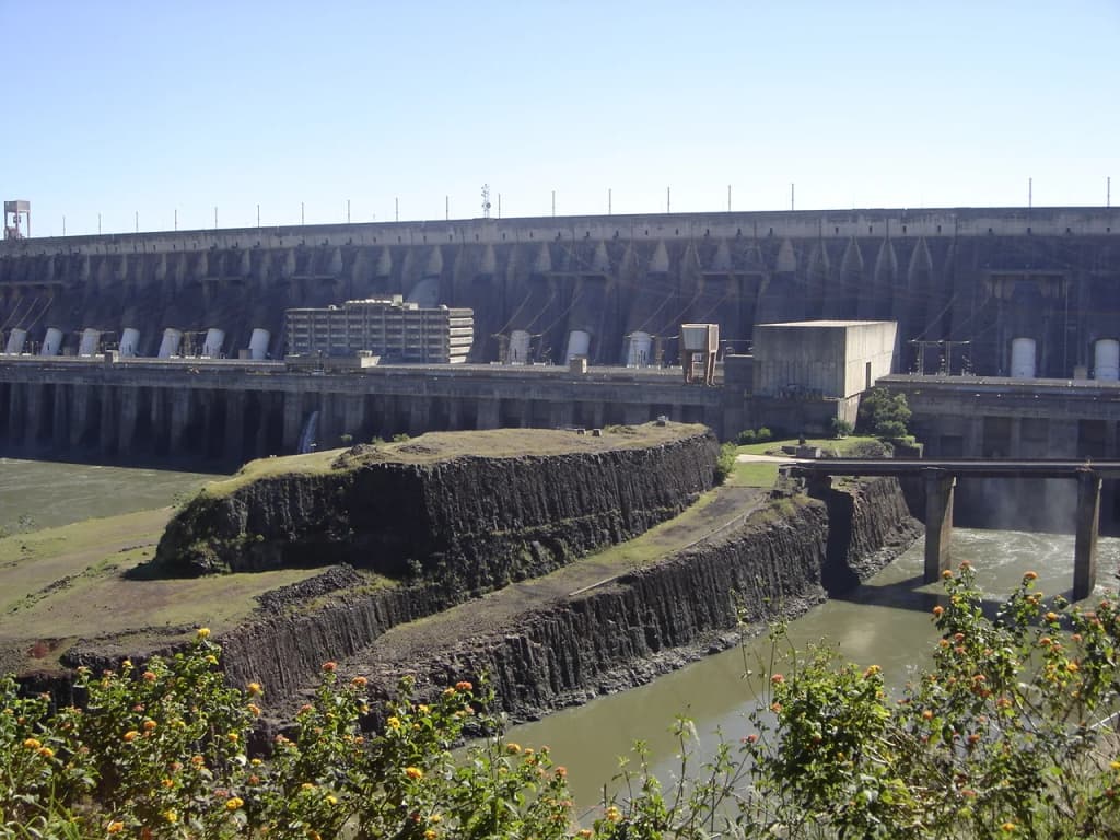 The massive concrete infrastructure of Itaipu Dam