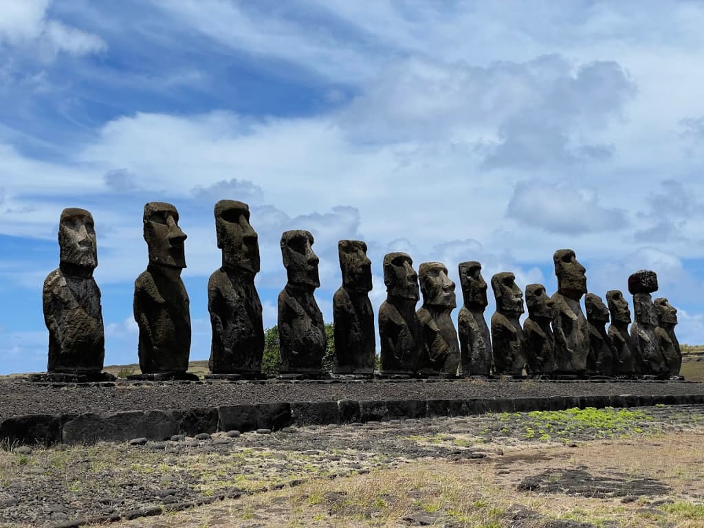 Ancient Moai statues standing guard on Easter Island