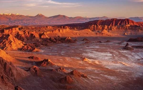 Valley of the Moon at sunrise in the Atacama Desert