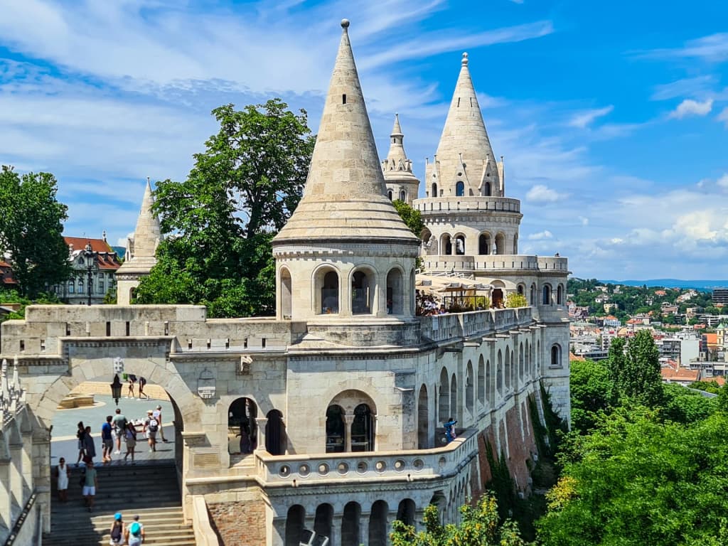 Fisherman's Bastion overlooking the Danube in Budapest