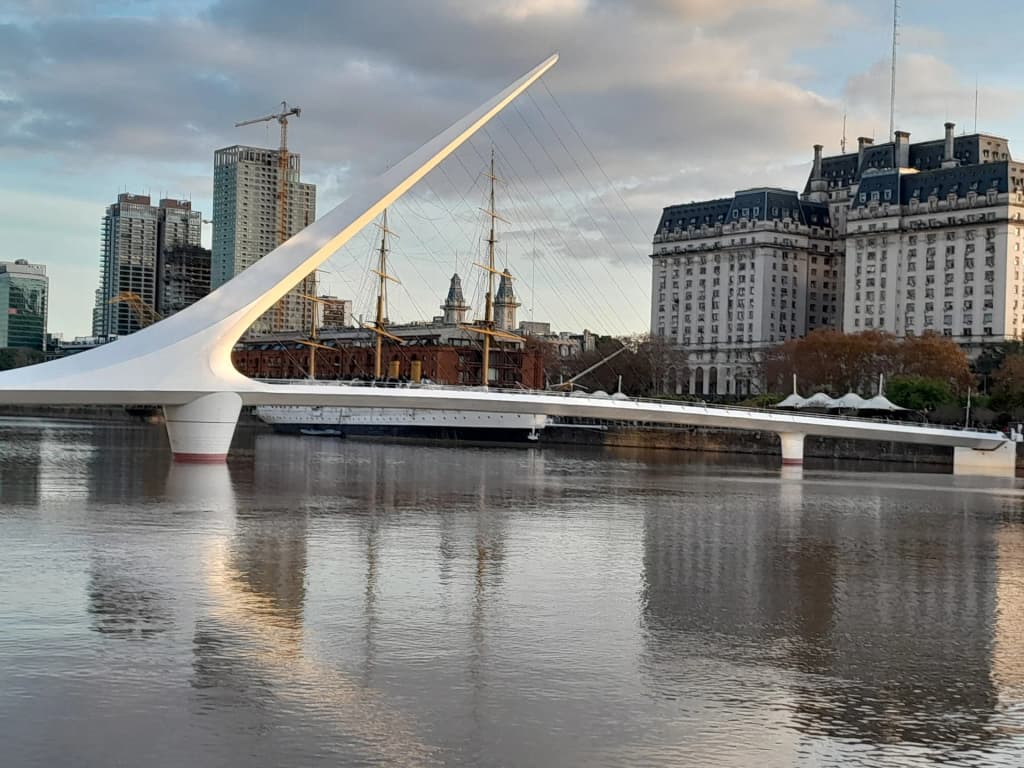 The striking Puente de la Mujer spanning the canal