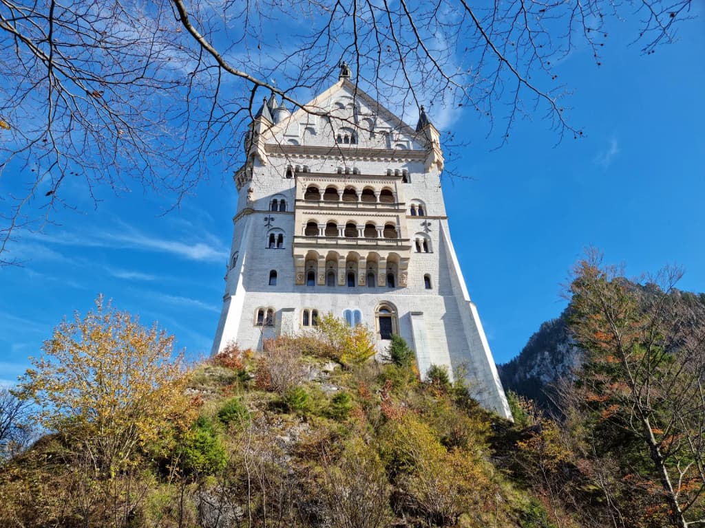Neuschwanstein Castle shrouded in early morning mist