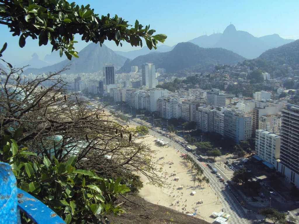 Historic cannons overlooking the ocean at Duque de Caxias Fort