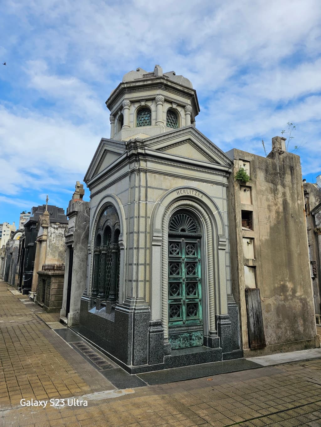 Intricate stone mausoleums at Recoleta Cemetery Buenos Aires
