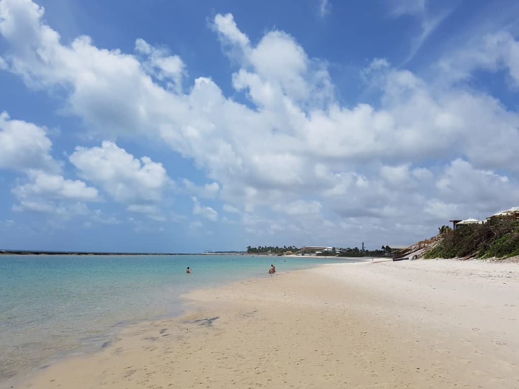 Floating on a traditional jangada through the coral reefs