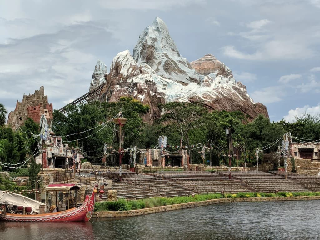 The towering peak of Expedition Everest looming over the Asian section of the park