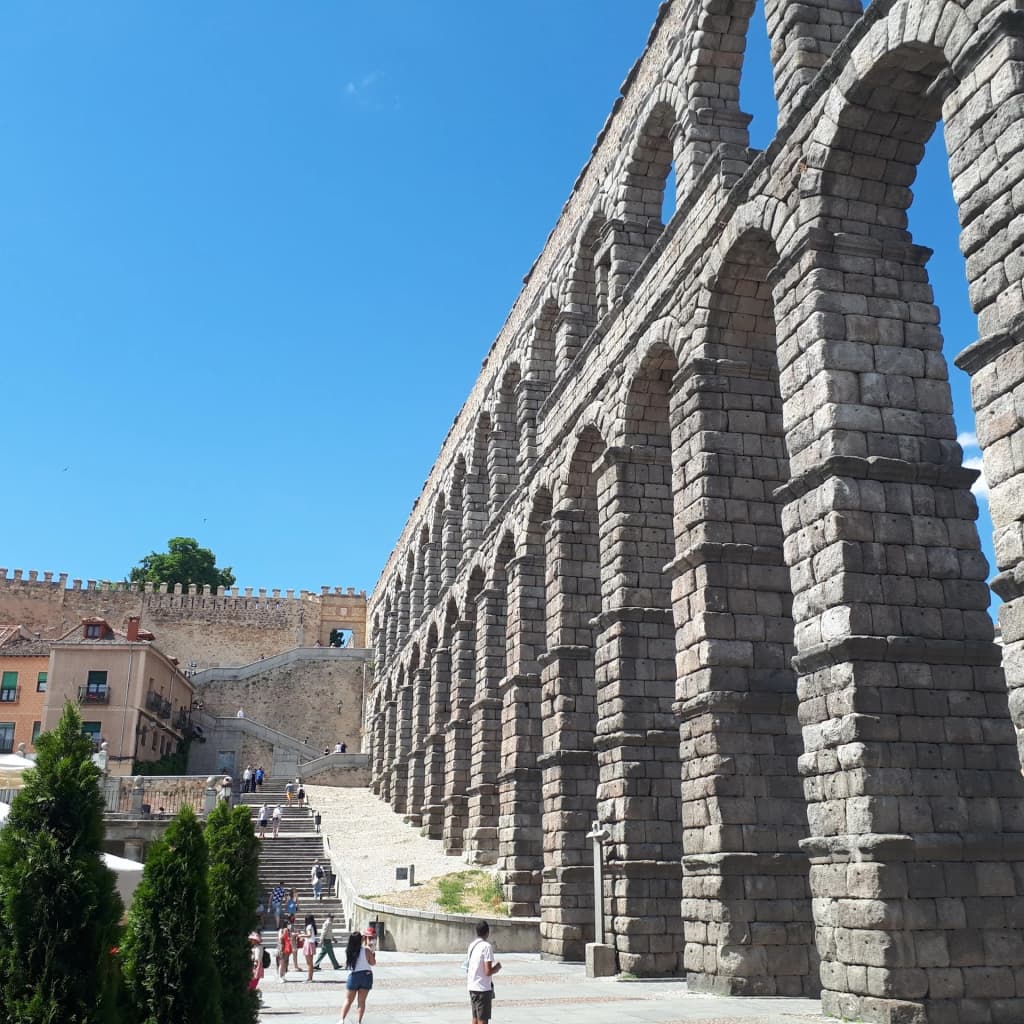 The massive Roman Aqueduct looming over Segovia