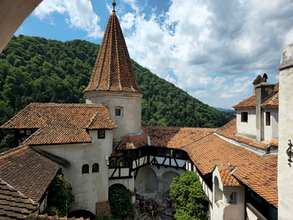 Bran Castle rising from the morning mist