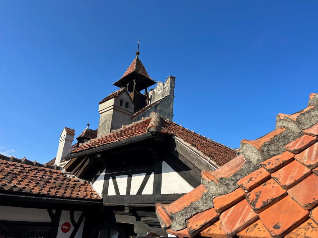 Detailed view of Bran Castle towers