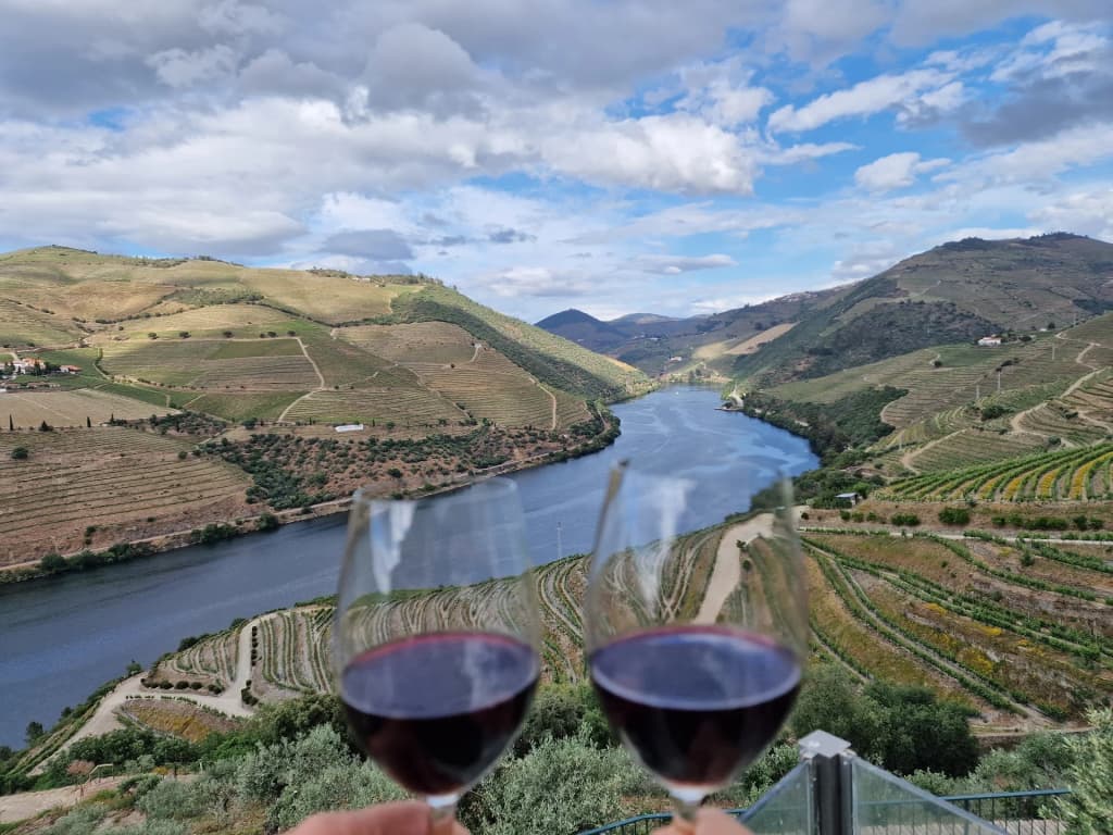 Sweeping views of the Douro River from the high-altitude vineyards of Quinta do Pôpa
