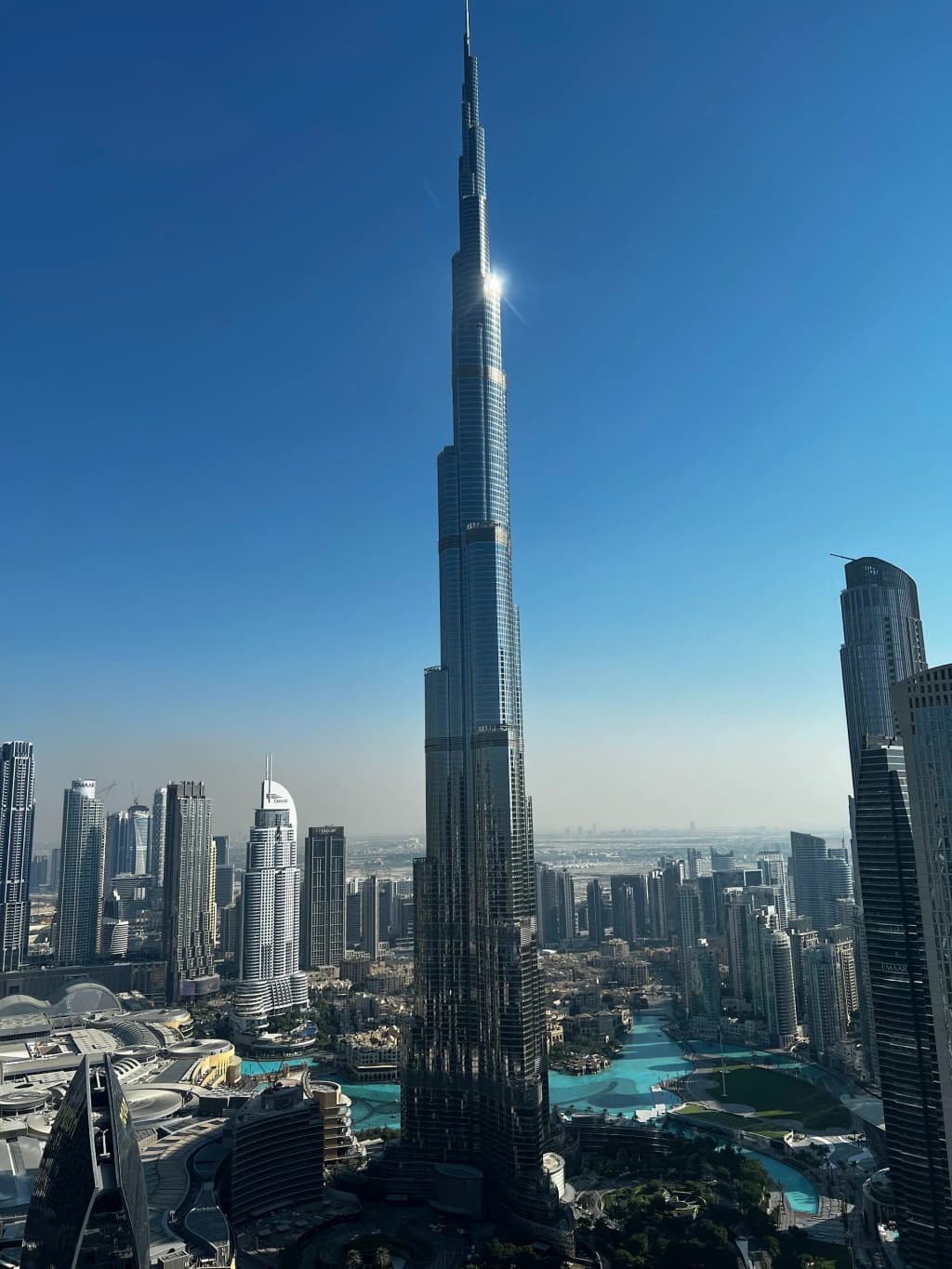 Sliding through the clear Glass Slide above Dubai