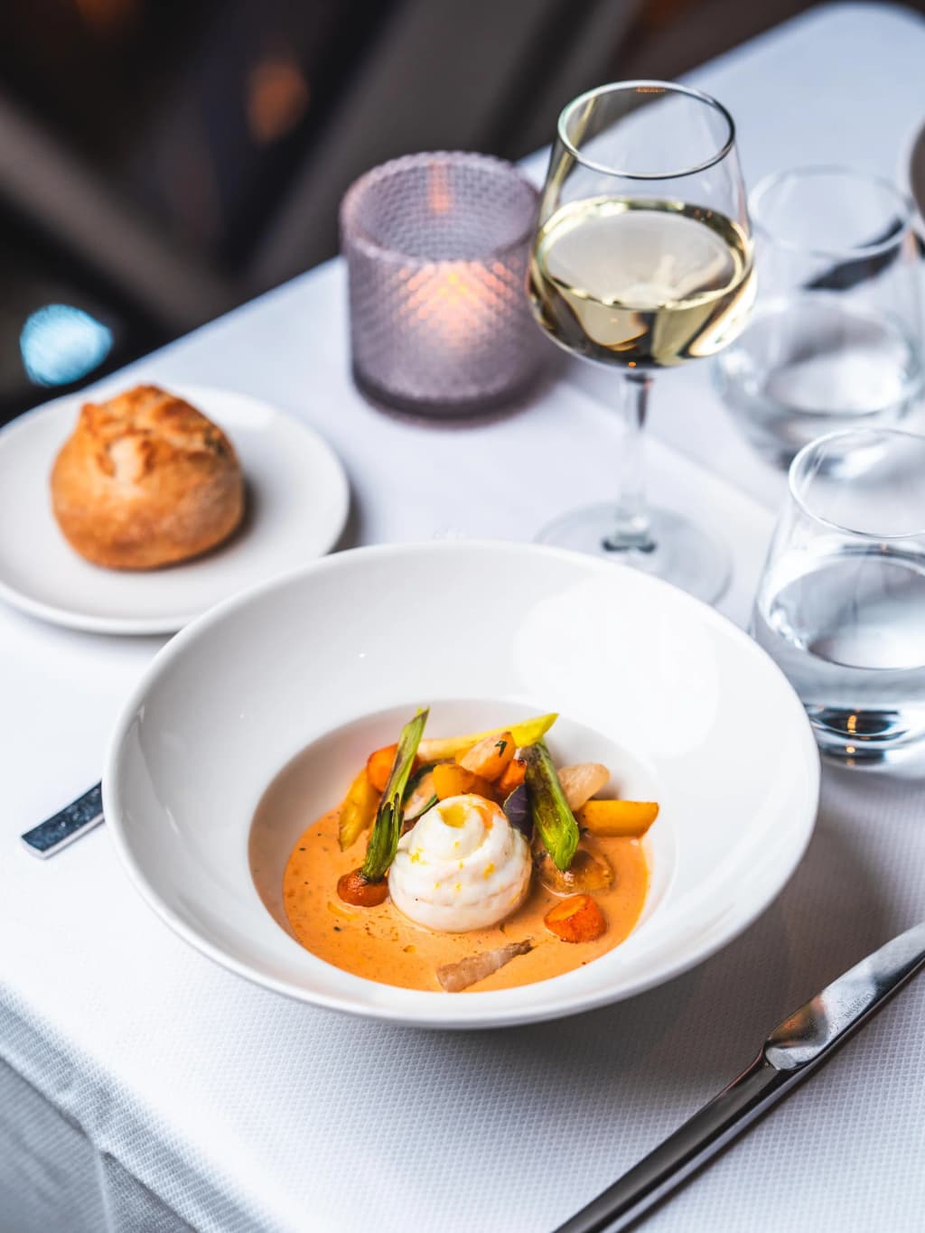 A sweeping view of the Parisian skyline from the elegant dining room of Madame Brasserie