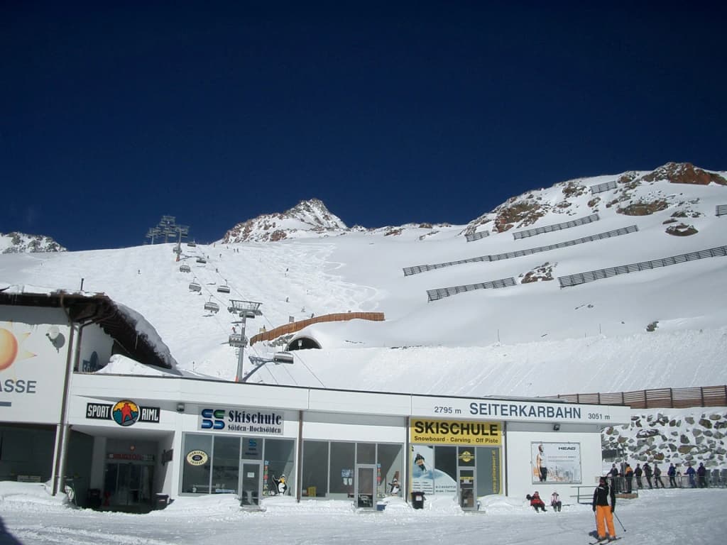 Snow-covered peaks surrounding the village of Sölden