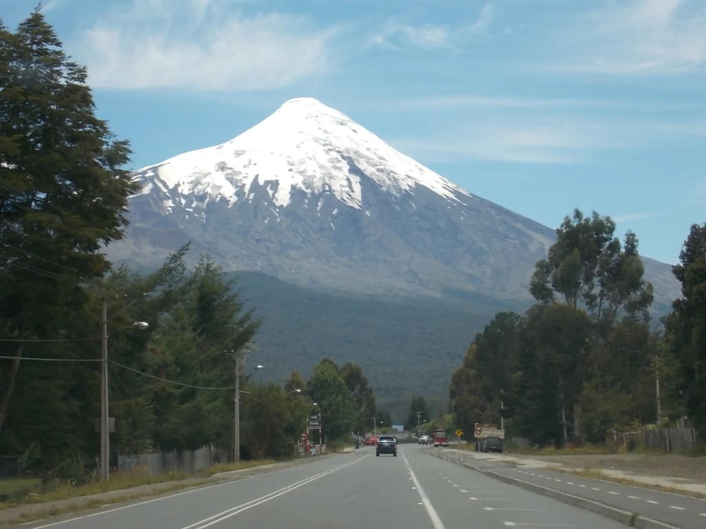 Snow-capped Osorno Volcano towering over the Chilean landscape