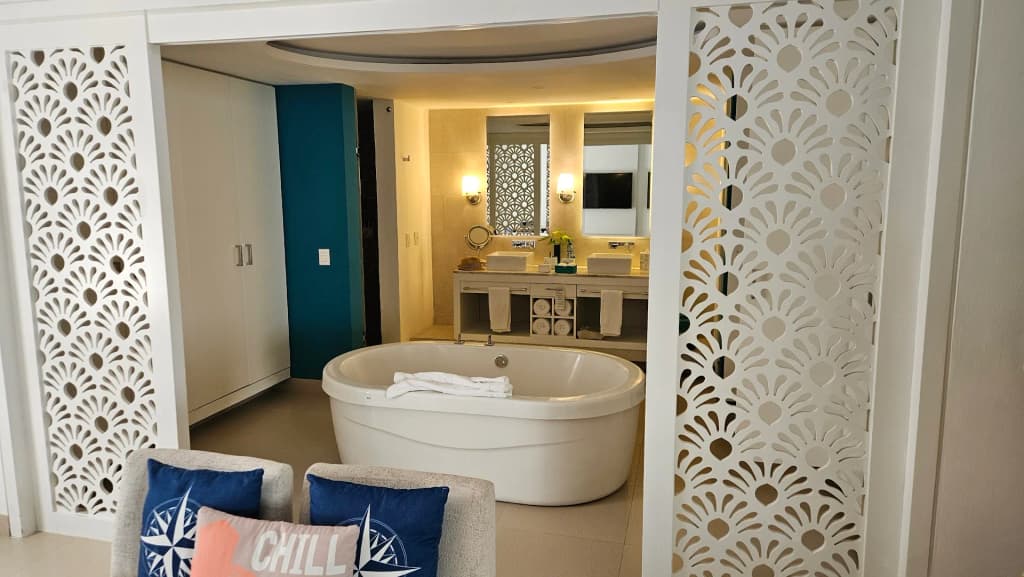 Poolside at Margaritaville Island Reserve Riviera Cancún, with swim-up suites