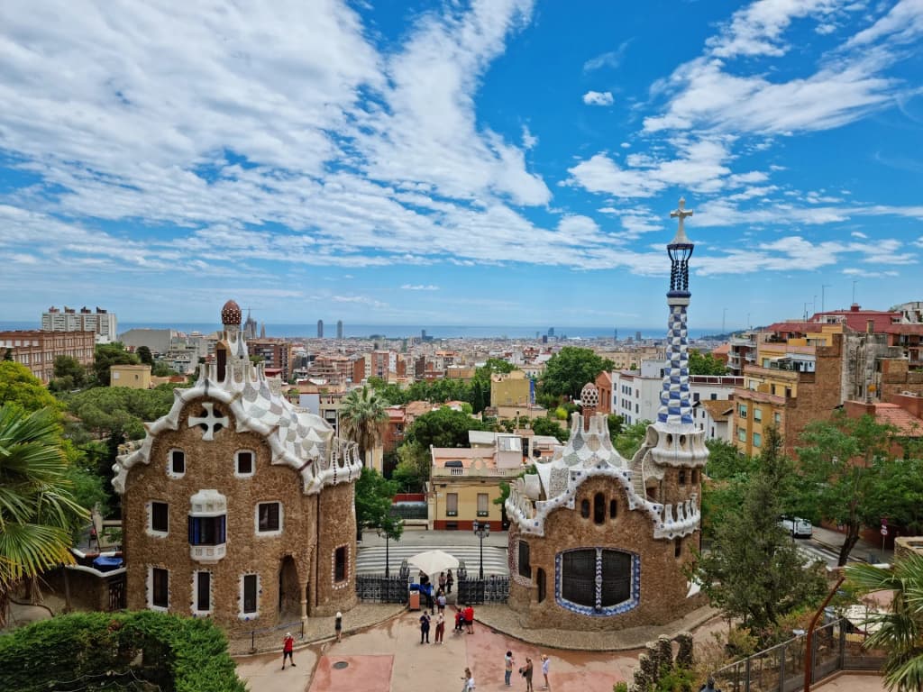 Overlooking Barcelona from the mosaic benches of Park Güell