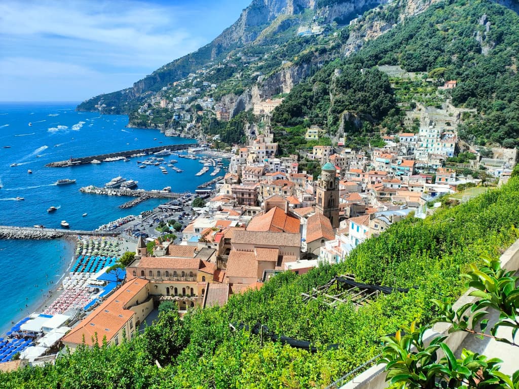 Classic Amalfi Coast cliffs and deep blue water