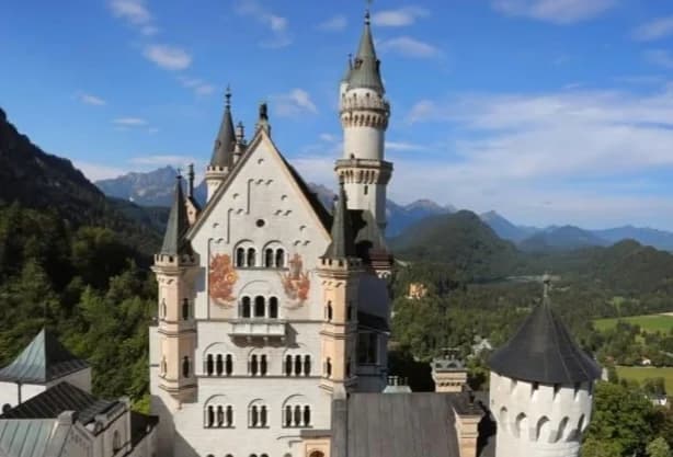 Neuschwanstein Castle surrounded by autumn colors