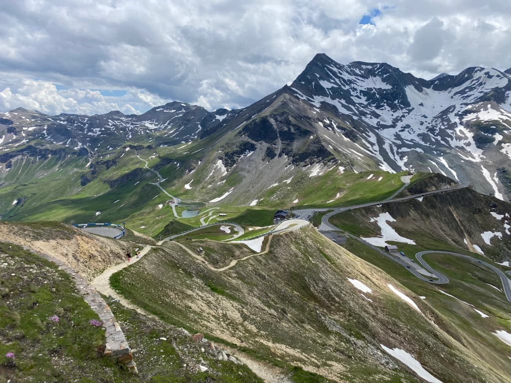 Hairpin turns cutting through the dramatic Grossglockner High Alpine Road