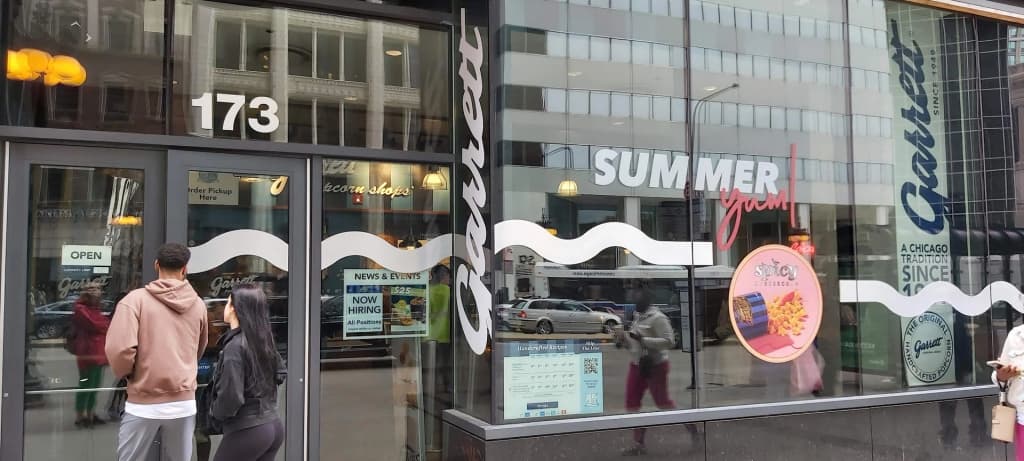 A classic tin of Garrett Popcorn with the famous cheese and caramel mix in Chicago