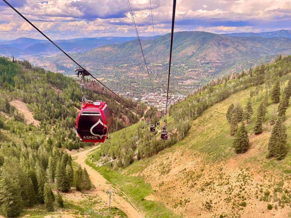 Riding the Silver Queen Gondola above Aspen mountain