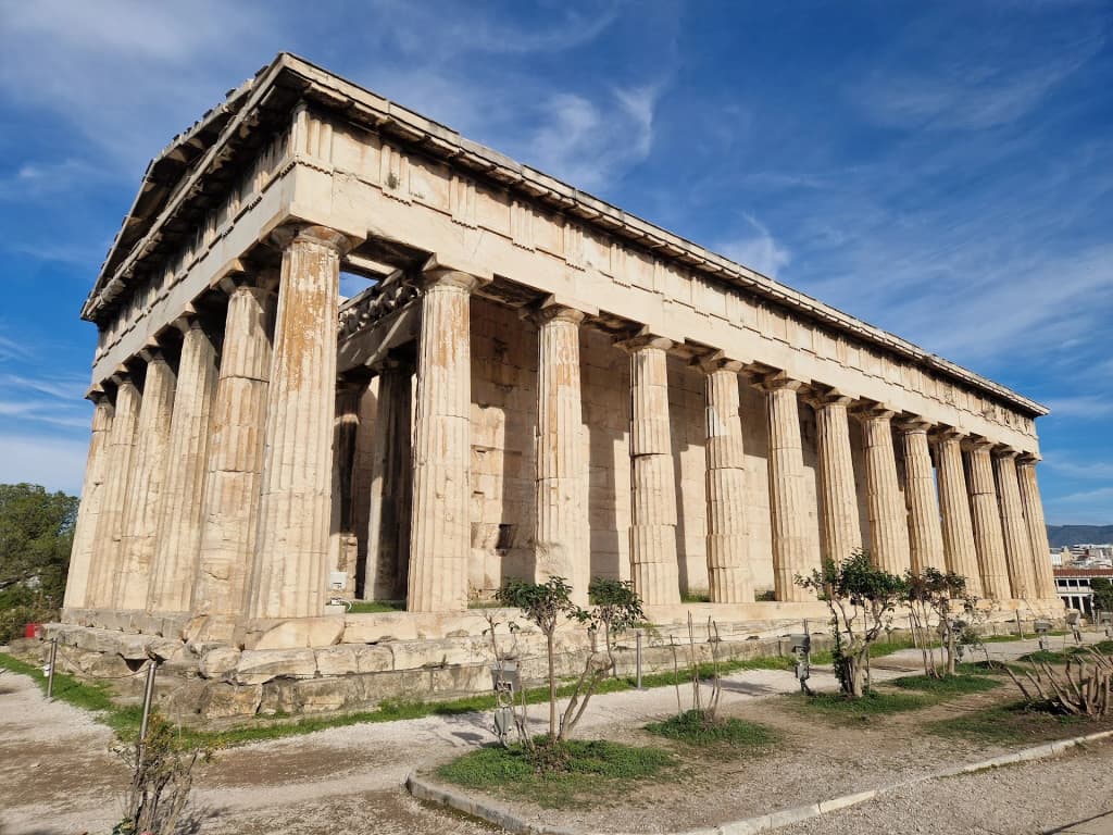 The well-preserved Temple of Hephaestus standing proudly in the Ancient Agora of Athens