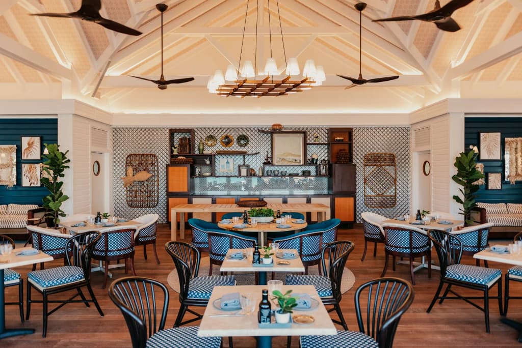 The elegant Beach House at Rosewood Le Guanahani overlooking the infinity pool