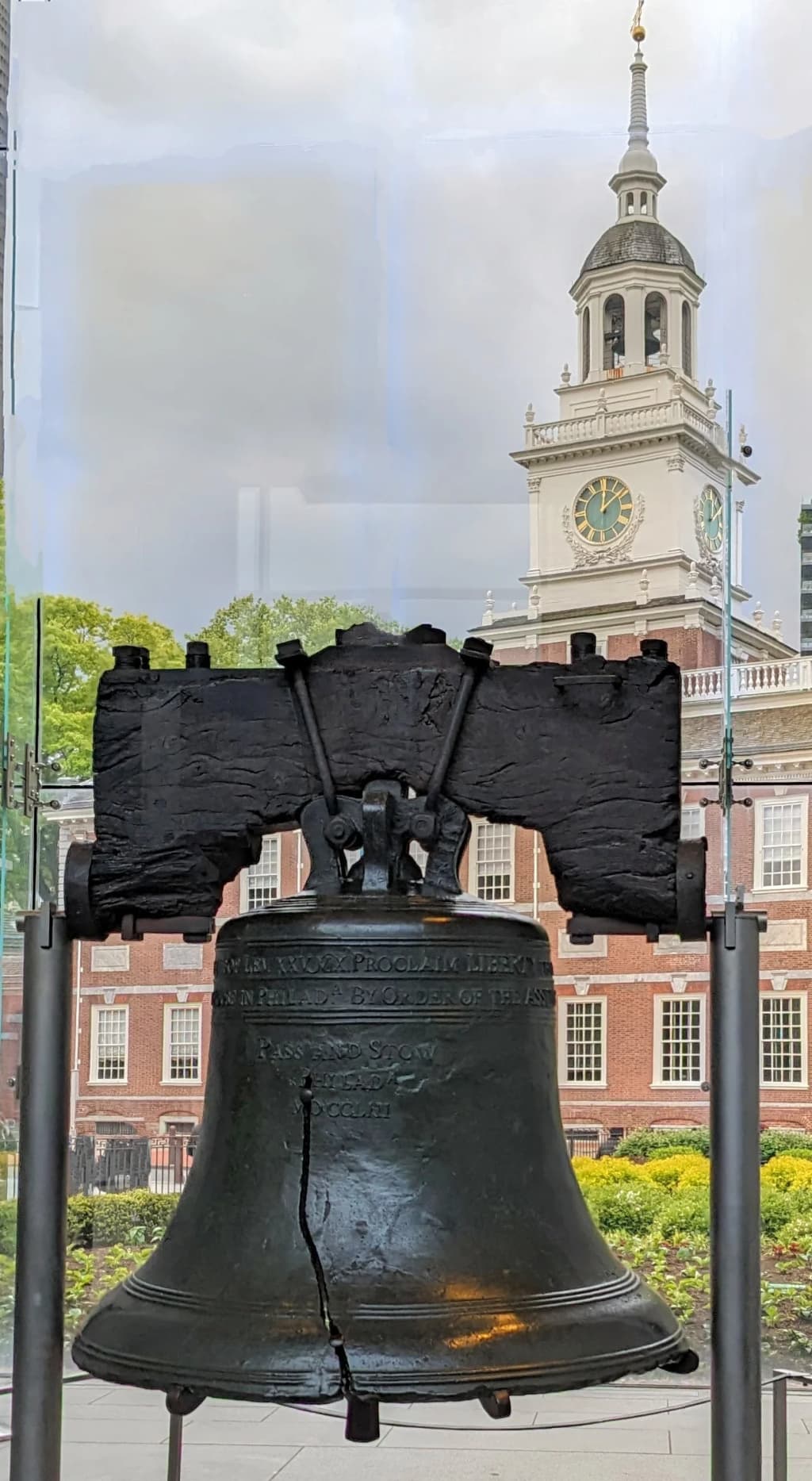 The cracked bronze of the Liberty Bell catching the afternoon light in Philadelphia