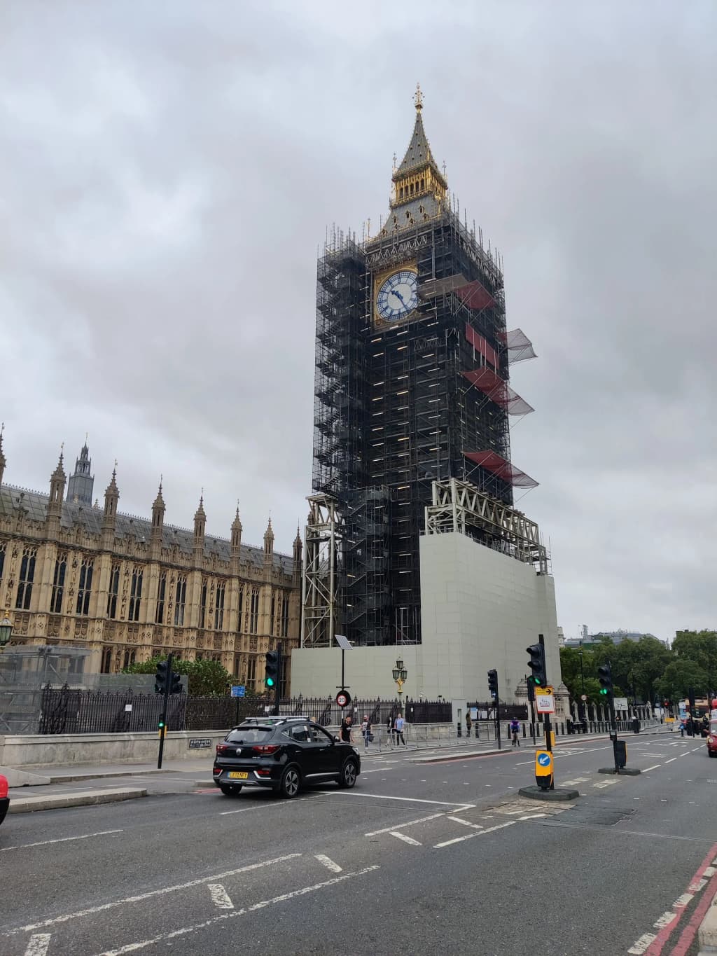 Big Ben looming over the London streets