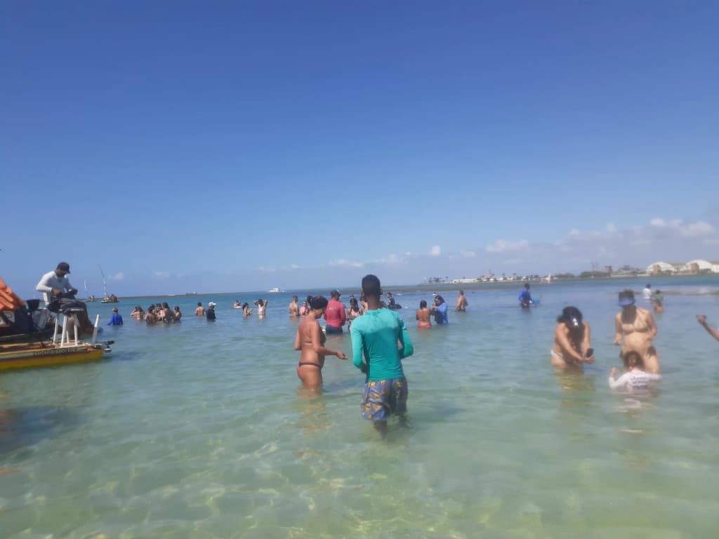 Jangadas heading to the natural pools at Pajuçara