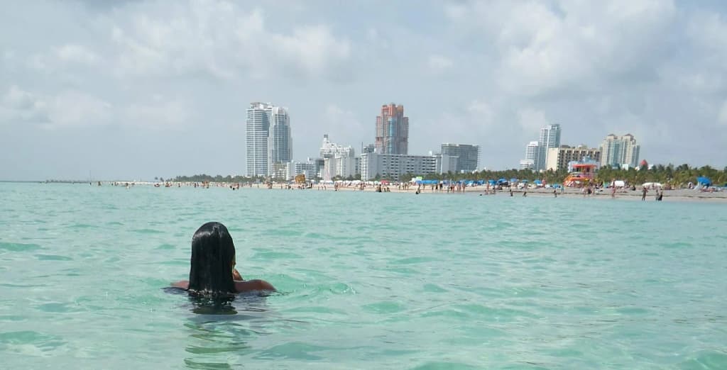 South Beach lifeguard tower with rainbow flag, Miami