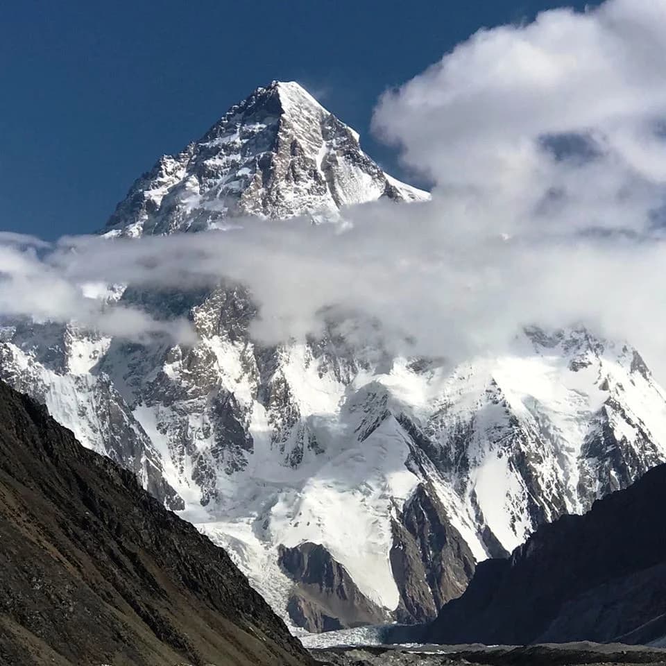 A jaw-dropping view of K2, the world's most dangerous mountain, rising above the Karakoram Range
