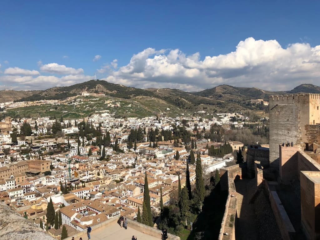 Towering fortress walls and intricate tilework at the Alhambra