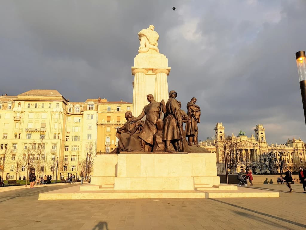 Budapest’s Chain Bridge and city lights reflected in the Danube