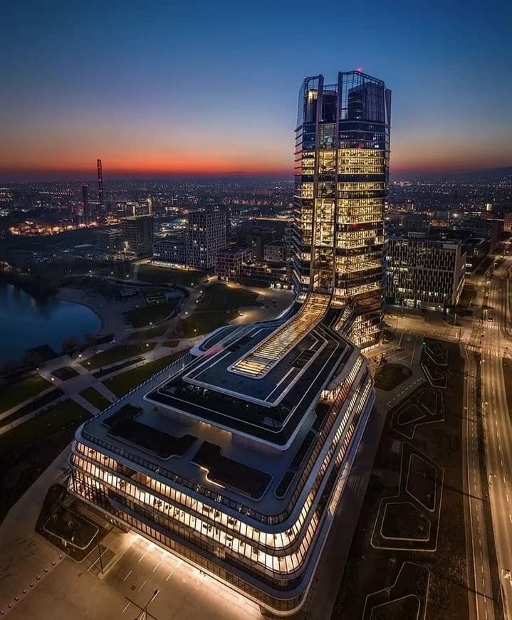 Budapest’s thermal baths with steam rising at dusk